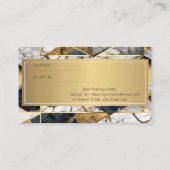 Carte De Référencement Elégant cadre noir Marbre géométrique (Dos)