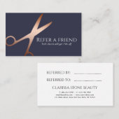 Carte De Référencement Elégant ciseaux d'or rose moderne coiffeur (Devant / Derrière)