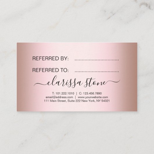 Carte De Référencement Elégant ciseaux d'or rose moderne coiffeur (Dos)