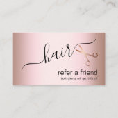 Carte De Référencement Elégant ciseaux d'or rose moderne coiffeur (Devant)