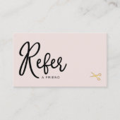 Carte De Référencement Elégant Ciseaux Or Coiffeur Salon Blush Rose (Devant)