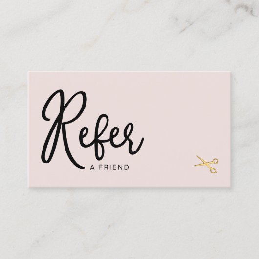 Carte De Référencement Elégant Ciseaux Or Coiffeur Salon Blush Rose (Devant)