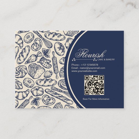 Carte De Référencement Elegant Classic Navy Blue Cake Bakery  (Devant)