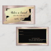 Carte De Référencement Elégant Confetti en or, Brush Stroke Rose Gold (Devant / Derrière)