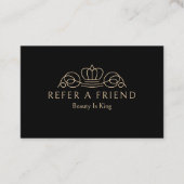Carte De Référencement Elegant Crown Logo Salon Black Beige (Devant)