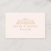 Carte De Référencement Elegant Crown Logo Salon Blush Beige (Devant)