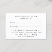 Carte De Référencement Elegant Crown Logo Salon White (Dos)