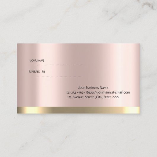 Carte De Référencement Élégant élégant Gold Heart Diamonds Rose Gold (Dos)