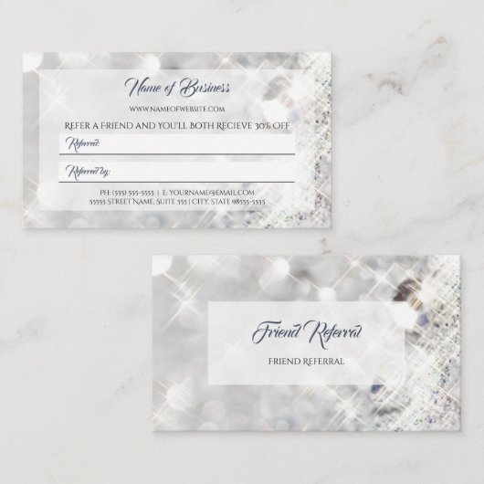 Carte De Référencement Élégant FAUX Parties scintillant diamant Sparkle f (Devant / Derrière)