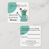 Carte De Référencement Élégant Floral Blue Business (Devant / Derrière)