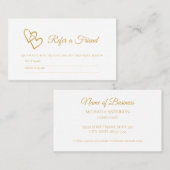 Carte De Référencement Elégant Gold Double Coeurs Référer un ami (Devant / Derrière)