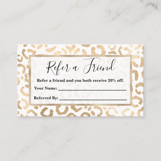 Carte De Référencement Elegant Gold White Leopard Cheetah Animal Print (Devant)