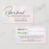 Carte De Référencement Élégant Iridescente Holographique Pastel (Devant / Derrière)