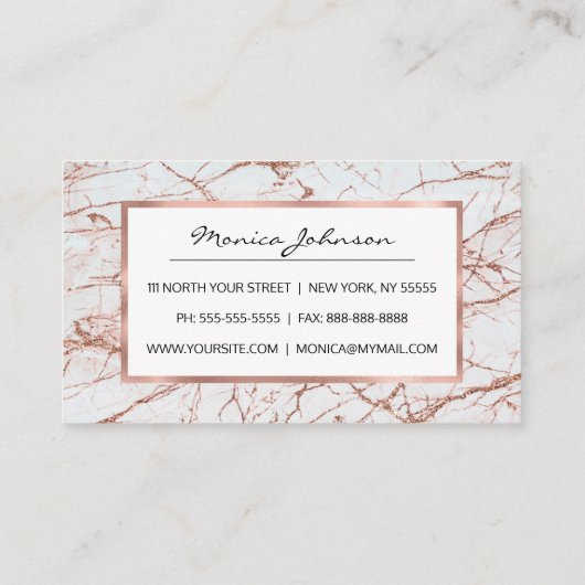 Carte De Référencement Elégant ivoire blanc faux rose or parties scintill (Dos)