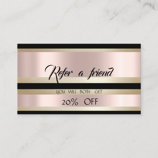 Carte De Référencement Élégant luxe moderne rayé or rose (Devant)