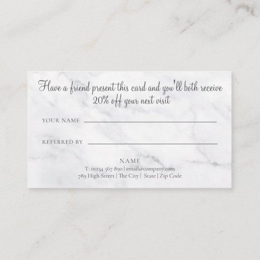 Carte De Référencement Elégant Marbre blanc vert Feuille fiche de référen (Dos)