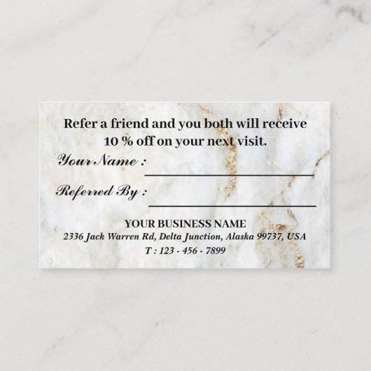 Carte De Référencement Elégant marbre bleu Lotus  (Dos)