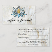 Carte De Référencement Elégant marbre bleu Lotus (Devant / Derrière)