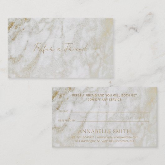 Carte De Référencement Élégant marbre moderne (Devant / Derrière)