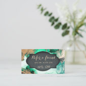 Carte De Référencement Élégant Marbre Vert Or élégant (Debout devant)