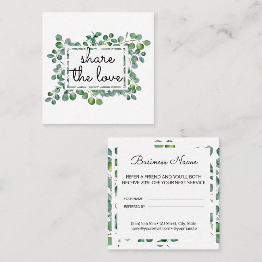 Carte De Référencement Elégant moderne Eucalyptus recommander un ami (Devant / Derrière)