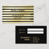 Carte De Référencement Élégant noir feuille d'or peint rayé professionnel (Devant / Derrière)