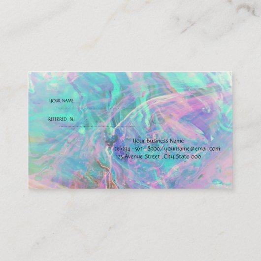 Carte De Référencement Élégant Opal Professionnel tendance Iridescente (Dos)