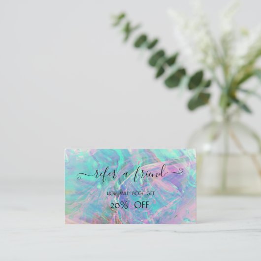 Carte De Référencement Élégant Opal Professionnel tendance Iridescente (Debout devant)