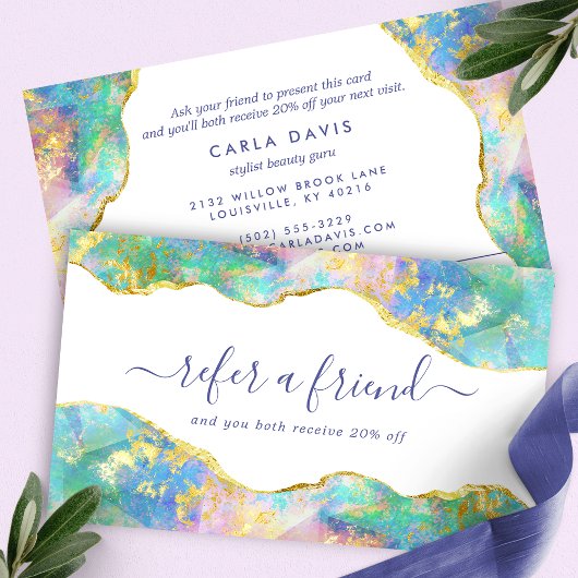 Carte De Référencement Élégant Opale de feu pierre moderne