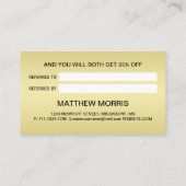 Carte De Référencement Élégant or Monogramme personnalisé sur noir (Dos)