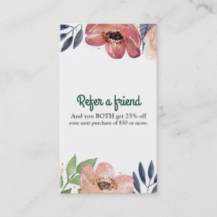 Carte De Référencement Élégant papier aquarelle floral moderne pour recom