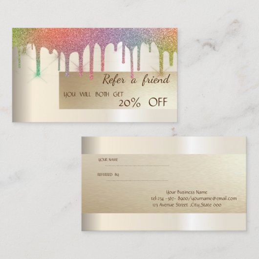 Carte De Référencement Élégant Parties scintillant arc-en-ciel (Devant / Derrière)
