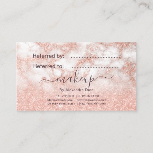 Carte De Référencement Élégant peintre de parties scintillant en or rose  (Dos)