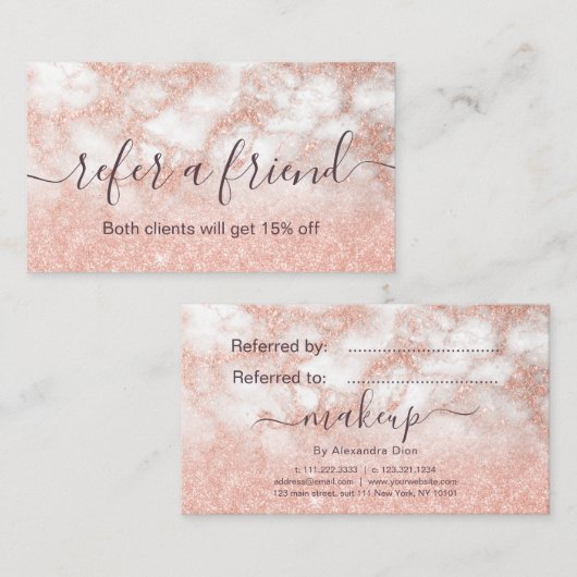 Carte De Référencement Élégant peintre de parties scintillant en or rose  (Devant / Derrière)