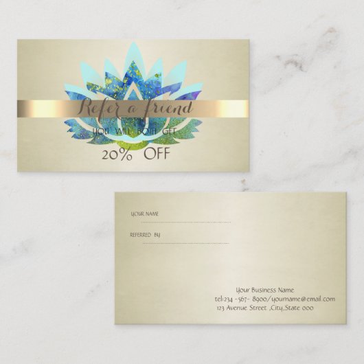 Carte De Référencement Élégant professionnel, Lotus Bleu (Devant / Derrière)