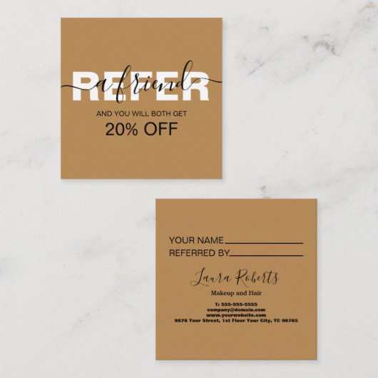 Carte De Référencement Élégant professionnel Orange Terracotta Boho Référ (Devant / Derrière)