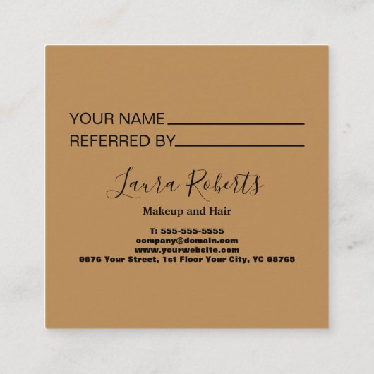 Carte De Référencement Élégant professionnel Orange Terracotta Boho Référ (Dos)