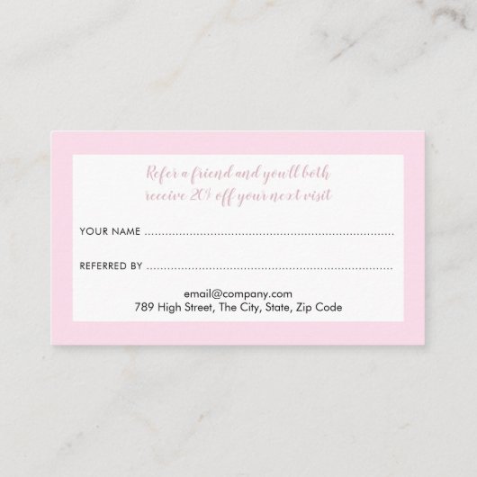 Carte De Référencement Élégant rose délicate Fleur (Dos)