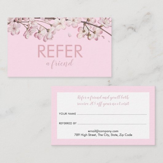 Carte De Référencement Élégant rose délicate Fleur (Devant / Derrière)