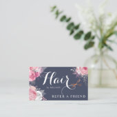 Carte De Référencement Elégant rose en cuivre ciseaux en or coiffeuse (Debout devant)