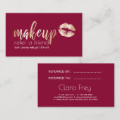 Carte De Référencement Élégant rose en cuivre moderne lèvres et maquillag (Devant / Derrière)