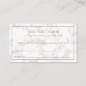 Carte De Référencement Élégant Rose en marbre or moderne (Dos)