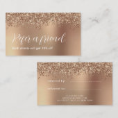 Carte De Référencement Elégant rose or parties scintillant maquillage & c (Devant / Derrière)