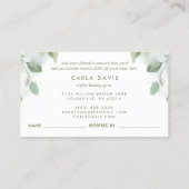 Carte De Référencement Elégant Rustique Aquarelle Verdure Feuilles (Dos)