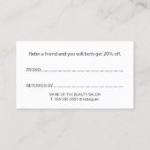 Carte De Référencement Elégant salon de beauté Black White Turquoise Hear (Dos)