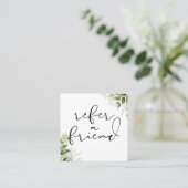 Carte De Référencement Élégant Script Floral de Verdure (Debout devant)
