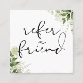 Carte De Référencement Élégant Script Floral de Verdure (Devant)