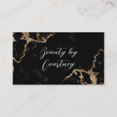 Carte De Référencement Elegant Script Gold & Black Marble Beauty Salon (Dos)