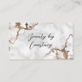 Carte De Référencement Elegant Script Gold Marble Spa Nails Beauty Salon (Dos)