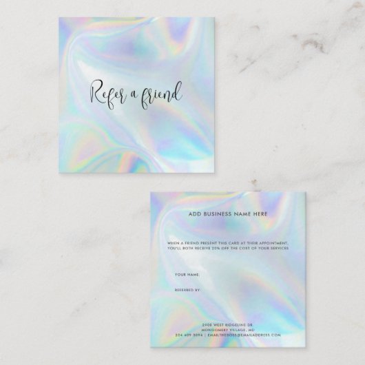 Carte De Référencement Élégant script Holographique d'affaires (Devant / Derrière)
